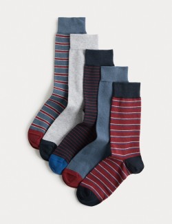 5 Pack Cool & Fresh™ Stripe Cotton Rich Socks