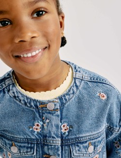 Floral Embroidered Denim Shacket (2-10 Years)