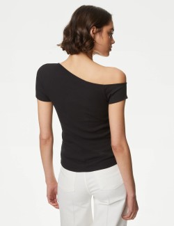 Cotton Rich One Shoulder Top