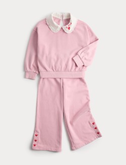 Cotton-Rich Collared Sweat Top & Bottom Outfit (1-8 Yrs)