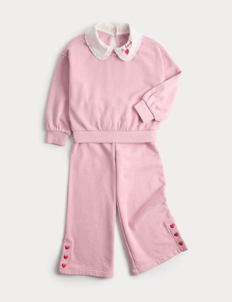 Outfit s mikinovým topem s límečkem a spodním dílem, vysoký podíl bavlny (1 – 8 let)