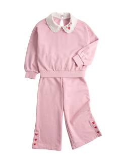 Outfit s mikinovým topem s límečkem a spodním dílem, vysoký podíl bavlny (1 – 8 let)