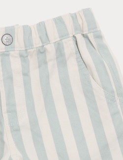 Pure Cotton Denim Striped Shorts (2-8 Yrs)
