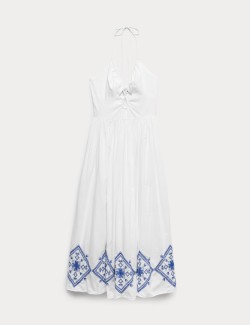 Cutout Embroidered Midaxi Beach Dress