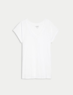 Cotton Rich V-Neck Relaxed Longline T-Shirt