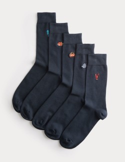 5 Pack Cool & Fresh™ Sea Creatures Cotton Rich Socks