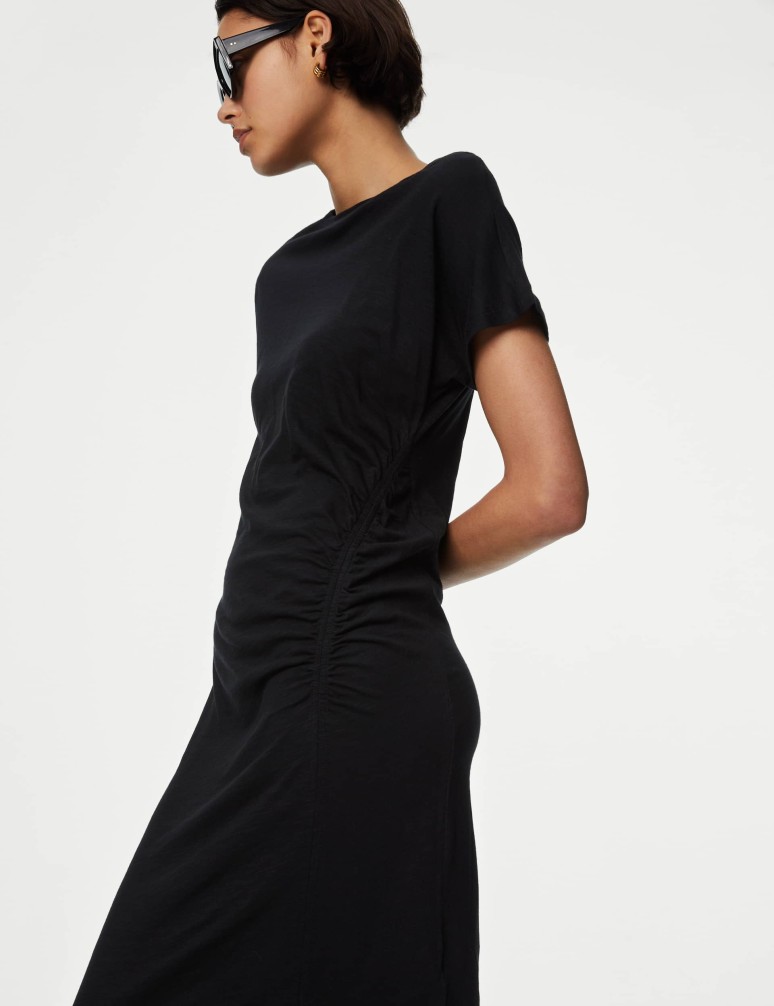 Jersey Ruched Midi Column Dress