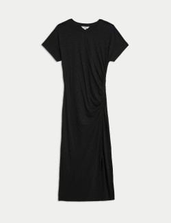 Jersey Ruched Midi Column Dress