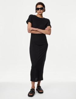 Jersey Ruched Midi Column Dress