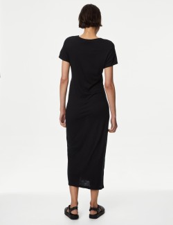 Jersey Ruched Midi Column Dress