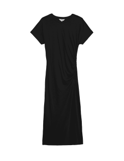 Jersey Ruched Midi Column Dress