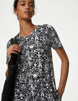 Pure Cotton Printed Midi T-Shirt Dress