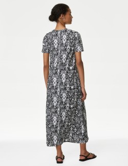 Pure Cotton Printed Midi T-Shirt Dress