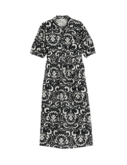 Pure Cotton Printed Midi Shirt Dress