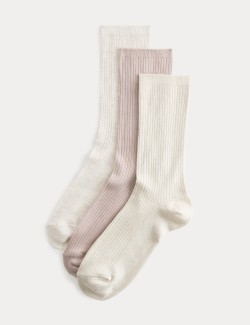 3 Pack Supersoft Ribbed Crew Socks