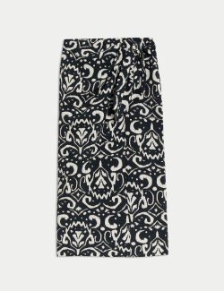 Printed Midi Wrap Skirt