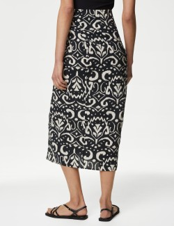 Printed Midi Wrap Skirt