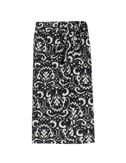 Printed Midi Wrap Skirt