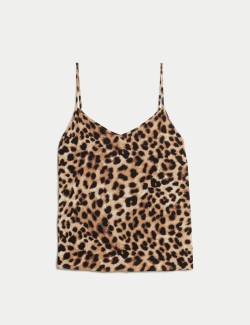 Animal Print V-Neck Regular Fit Cami Top