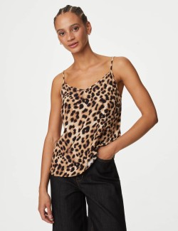 Animal Print V-Neck Regular Fit Cami Top