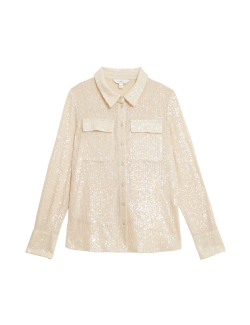 Sequin Collared Shirt