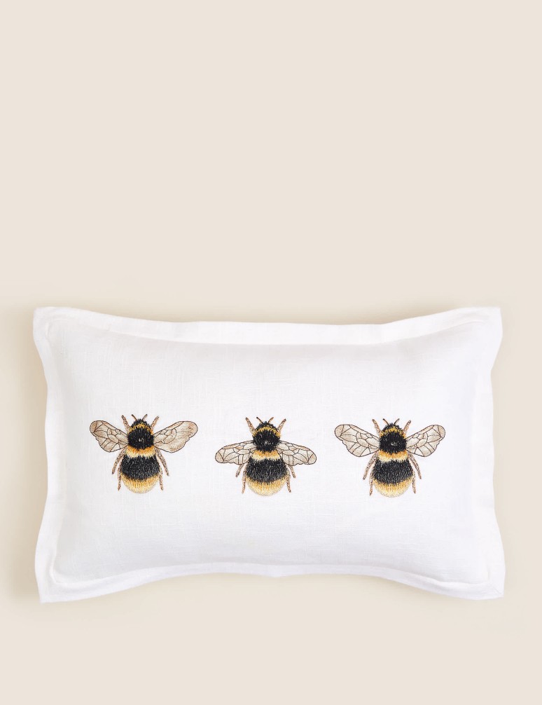 Cotton with Linen Bee Bolster Cushion