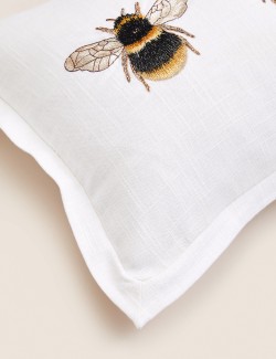 Cotton with Linen Bee Bolster Cushion