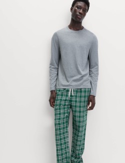 Pure Cotton Checked Loungewear Bottoms