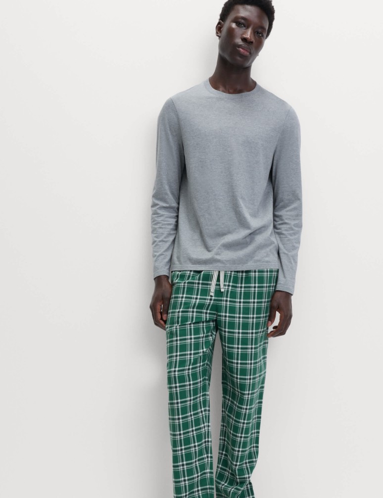 Pure Cotton Checked Loungewear Bottoms