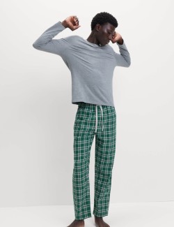 Pure Cotton Checked Loungewear Bottoms