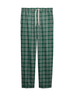 Pure Cotton Checked Loungewear Bottoms
