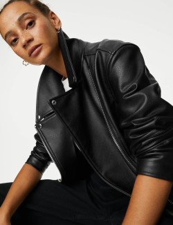 Faux Leather Girlfriend Biker Jacket