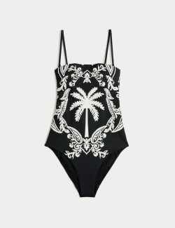 Plavky typu bandeau formující bříško, s potiskem