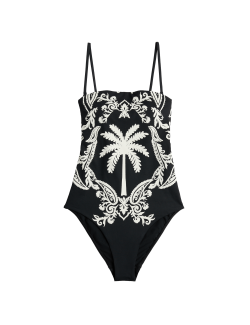 Plavky typu bandeau formující bříško, s potiskem