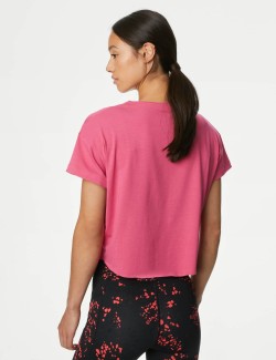 Scoop Neck Tie Front Relaxed Cropped Top