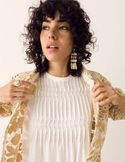 Plisovaný top ze směsi lnu