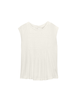 Plisovaný top ze směsi lnu