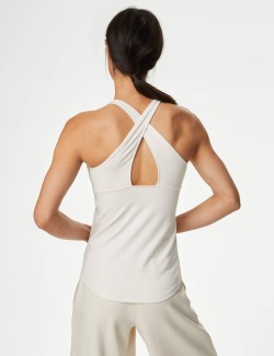 Scoop Neck Cross Back Fitted Yoga Vest Top