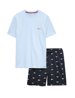 Pyžamová souprava z čisté bavlny s nápisem Off Duty