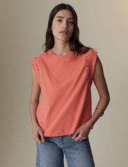 Pure Cotton Lace Insert T-Shirt