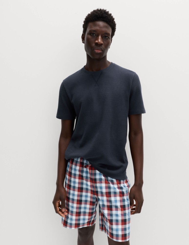 Kostkovaná pyžamová souprava z čisté bavlny