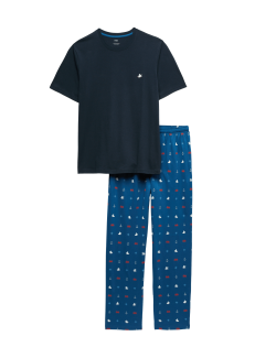 Pyžamová souprava z čisté bavlny s námořnickým potiskem