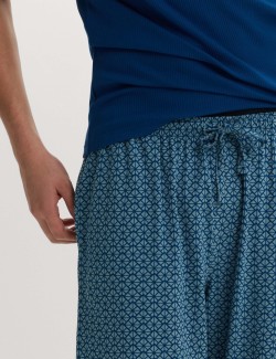 Souprava pyžamového topu s geometrickým potiskem a vysokým podílem bavlny