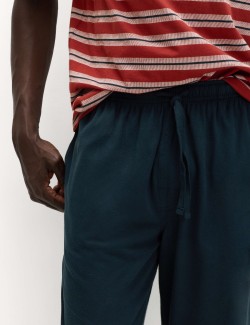 Texturovaná pyžamová souprava s proužky z čisté bavlny