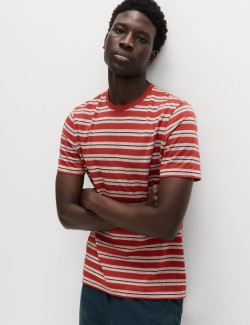 Texturovaná pyžamová souprava s proužky z čisté bavlny