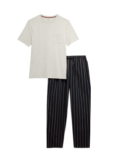 Pruhovaná pyžamová souprava z čisté bavlny
