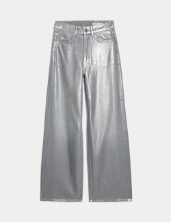 Metallic Wide Leg Jeans