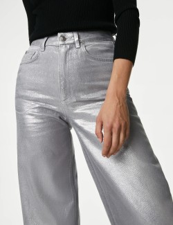 Metallic Wide Leg Jeans