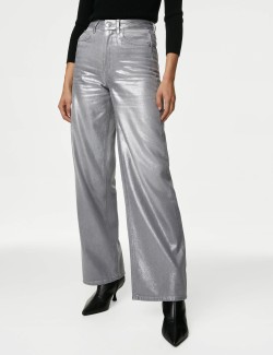 Metallic Wide Leg Jeans