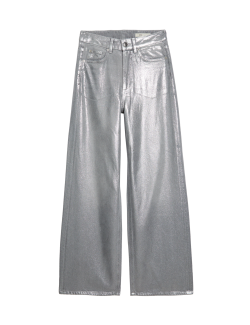 Metallic Wide Leg Jeans